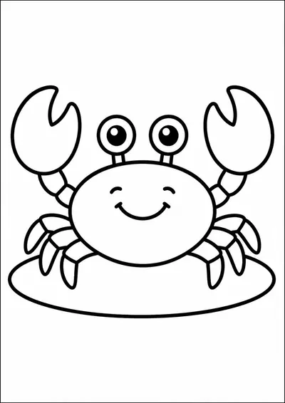 Simple crab animal coloring page for kids ages 3-5