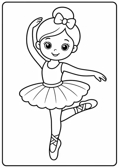 Easy fashion doll ballet pose printable Barbie coloring page for kids ages 3-5