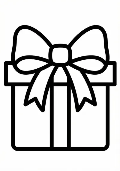 Present with bow Christmas coloring page for preschool age 3-5