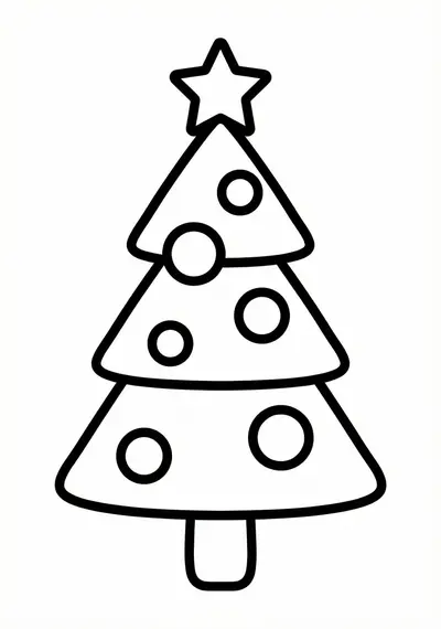 Small Christmas tree coloring page for kids age 3-5