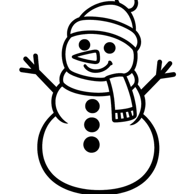 Snowman coloring page for toddlers age 3-5, large simple shapes
