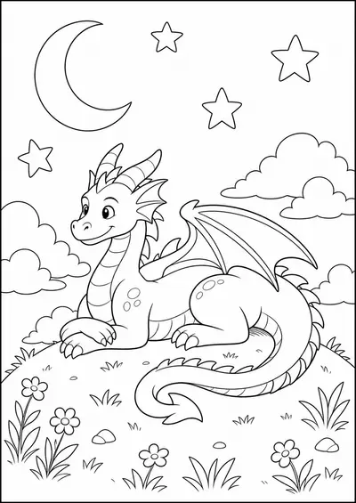 dragon starry hill printable dragon coloring page for kids ages 9-10
