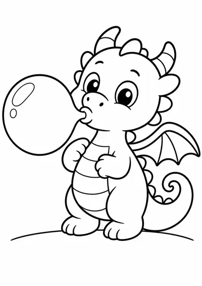 dragon with bubble printable dragon coloring page for kids ages 3-5