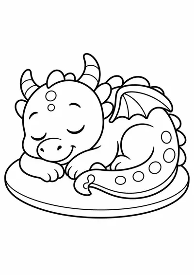 sleeping baby dragon printable dragon coloring page for kids ages 3-5