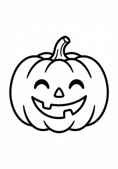Simple smiling pumpkin Halloween coloring page for kids age 3-5