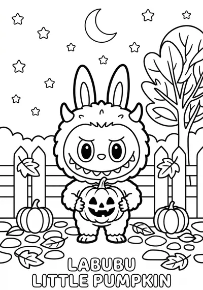 Labubu labubu little pumpkin coloring page for kids age 3-5