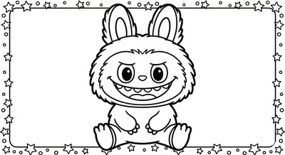 Labubu labubu sitting coloring page for kids age 3-5