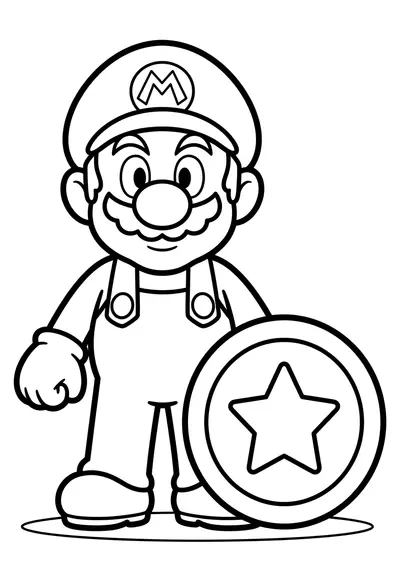 Mario mario and big coin coloring page for kids age 3-5