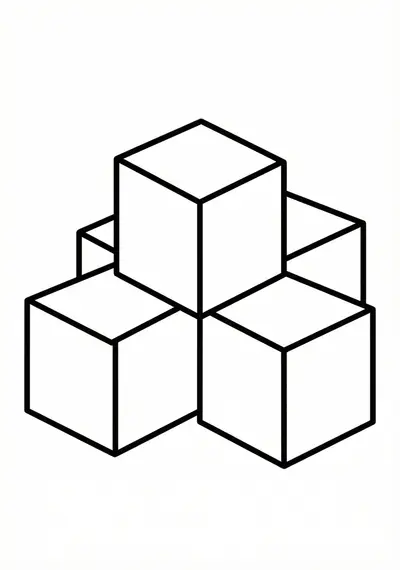 Big block shapes Minecraft coloring page for toddlers age 3-5