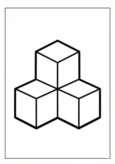 Minimal block world Minecraft coloring page for kids age 3-5, large open areas