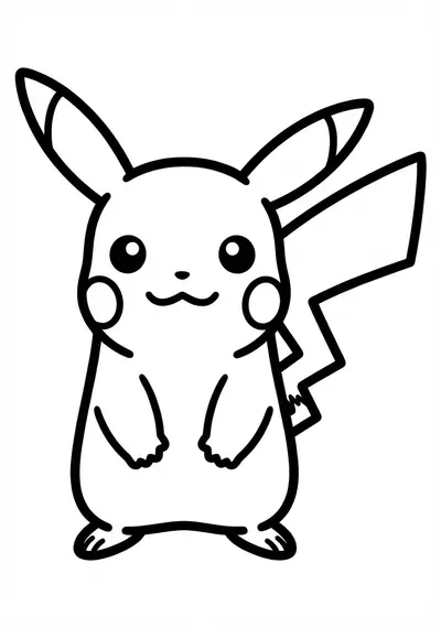 Simple Pikachu outline Pokemon coloring page for kids age 3-5