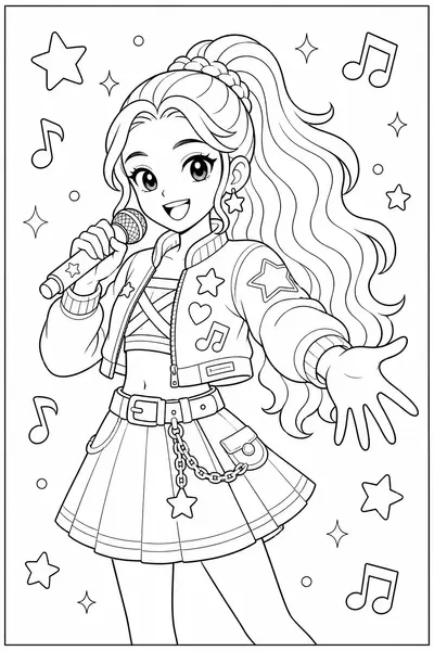 Rumi Idol Jacket printable Rumi coloring page for kids ages 6-8