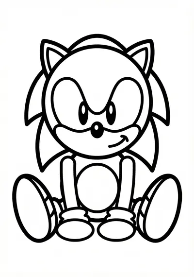 Sonic sitting down coloring page for kids age 3-5