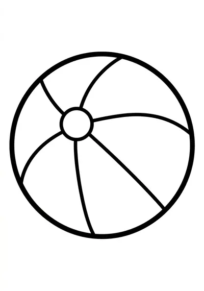 Simple beach ball summer coloring page for kids age 3-5