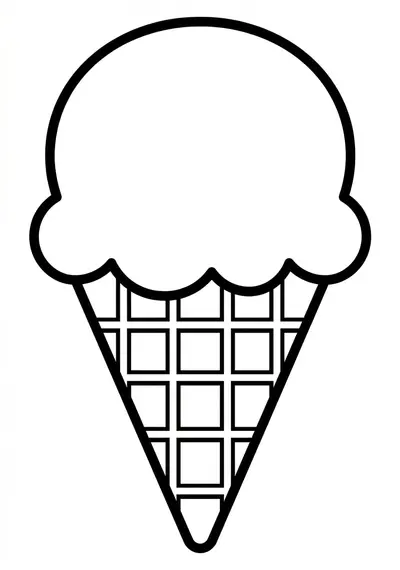 Simple ice cream cone summer coloring page for kids age 3-5