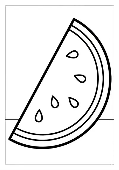 Simple watermelon slice summer coloring page for toddlers age 3-5
