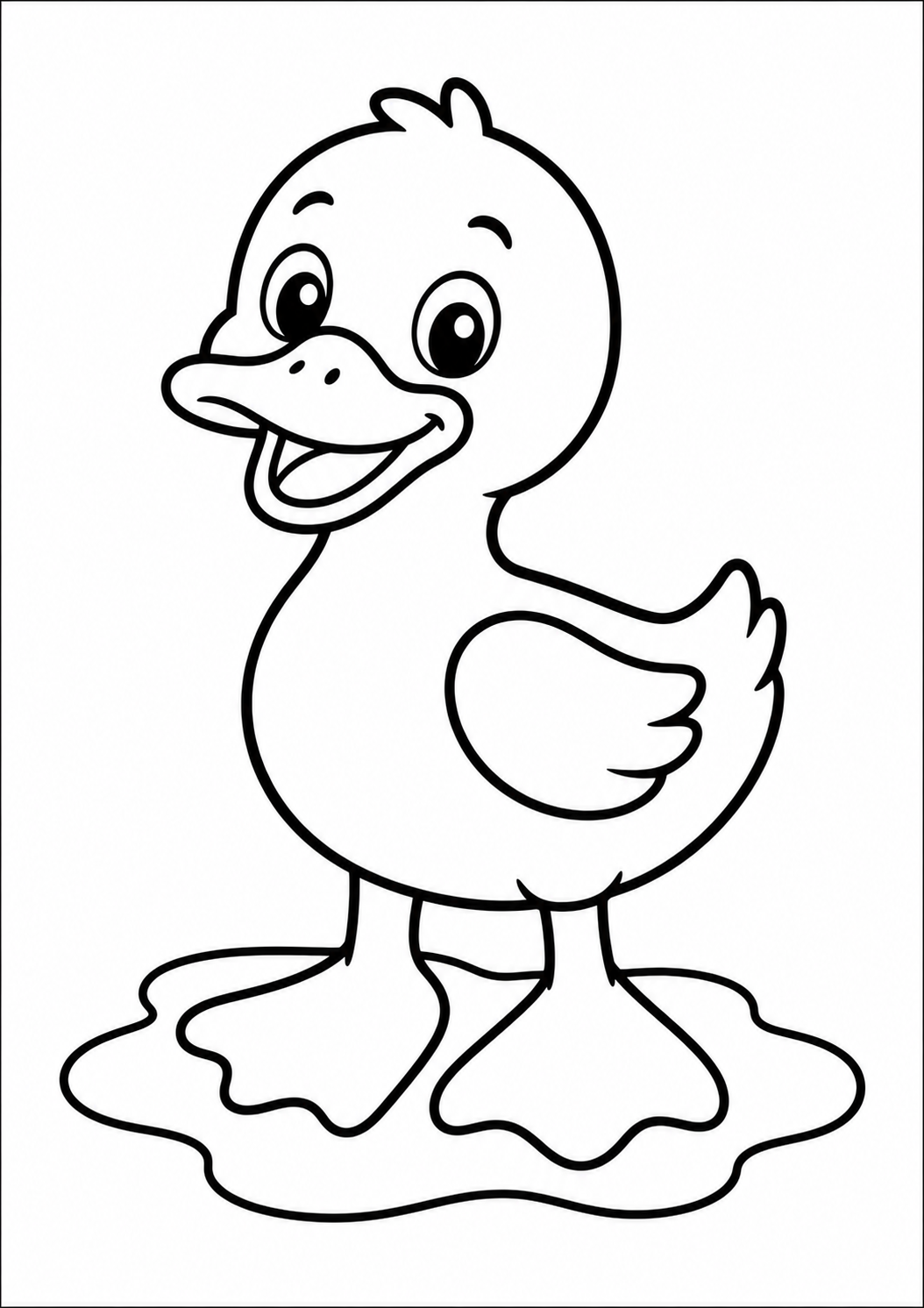 Simple duck animal coloring page for kids ages 3-5