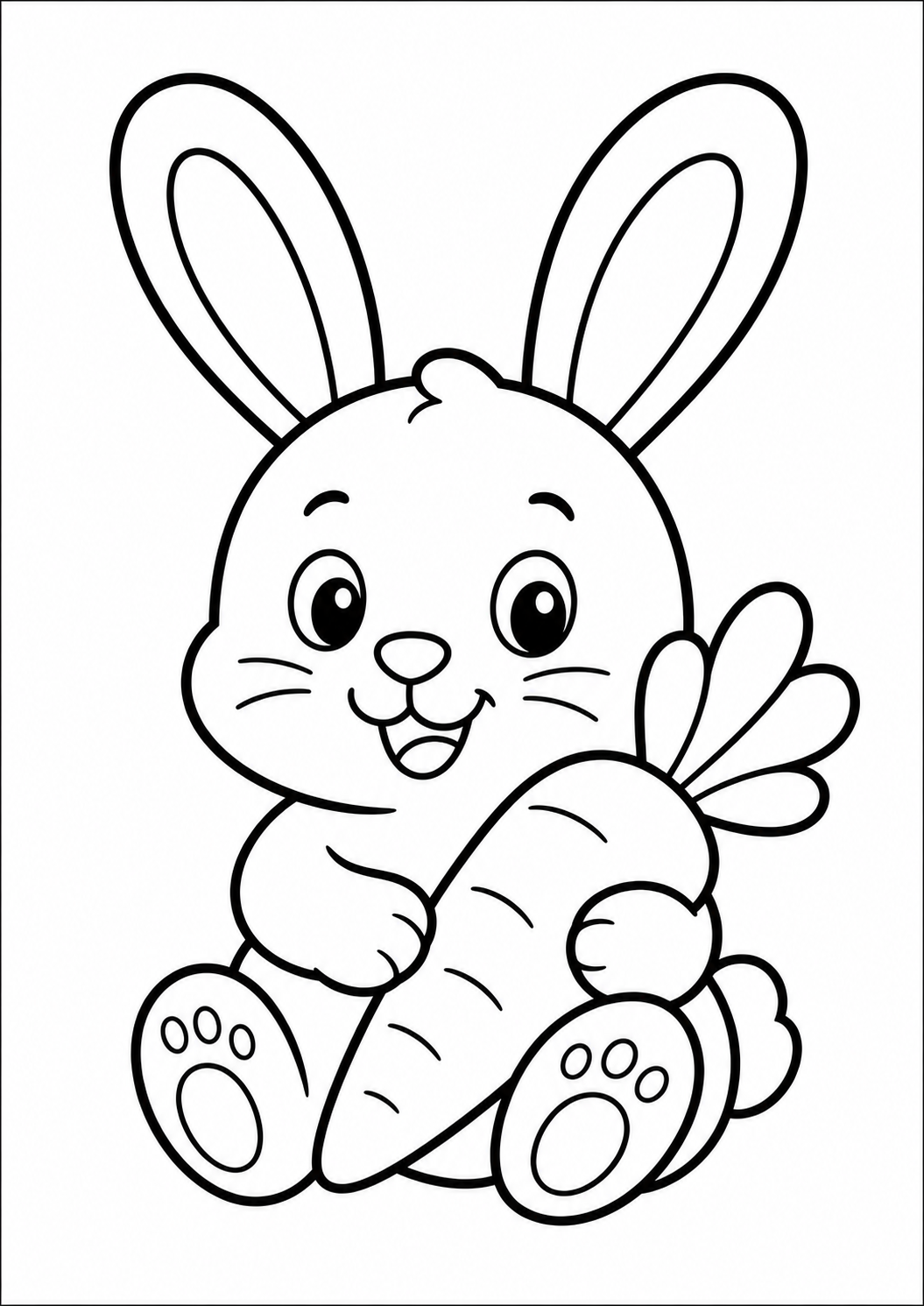 Simple cute rabbit animal coloring page for kids ages 3-5