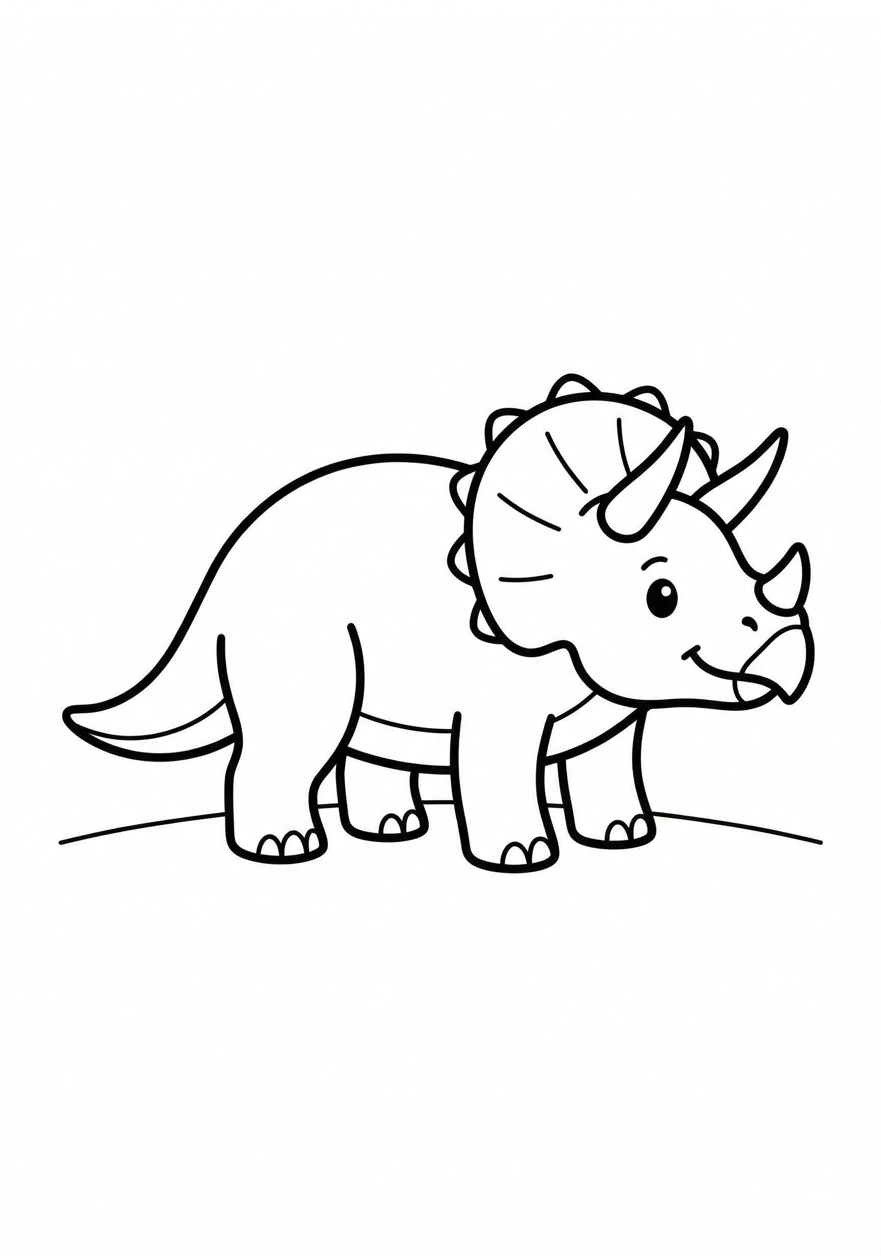 Friendly Triceratops dinosaur coloring page for toddlers age 3-5, large shapes