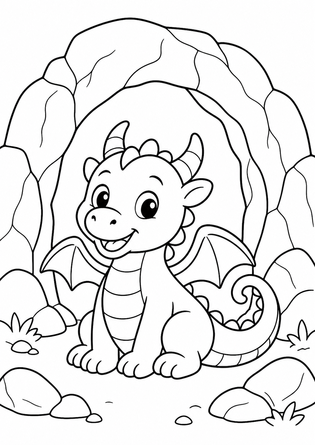 dragon cave printable dragon coloring page for kids ages 6-8