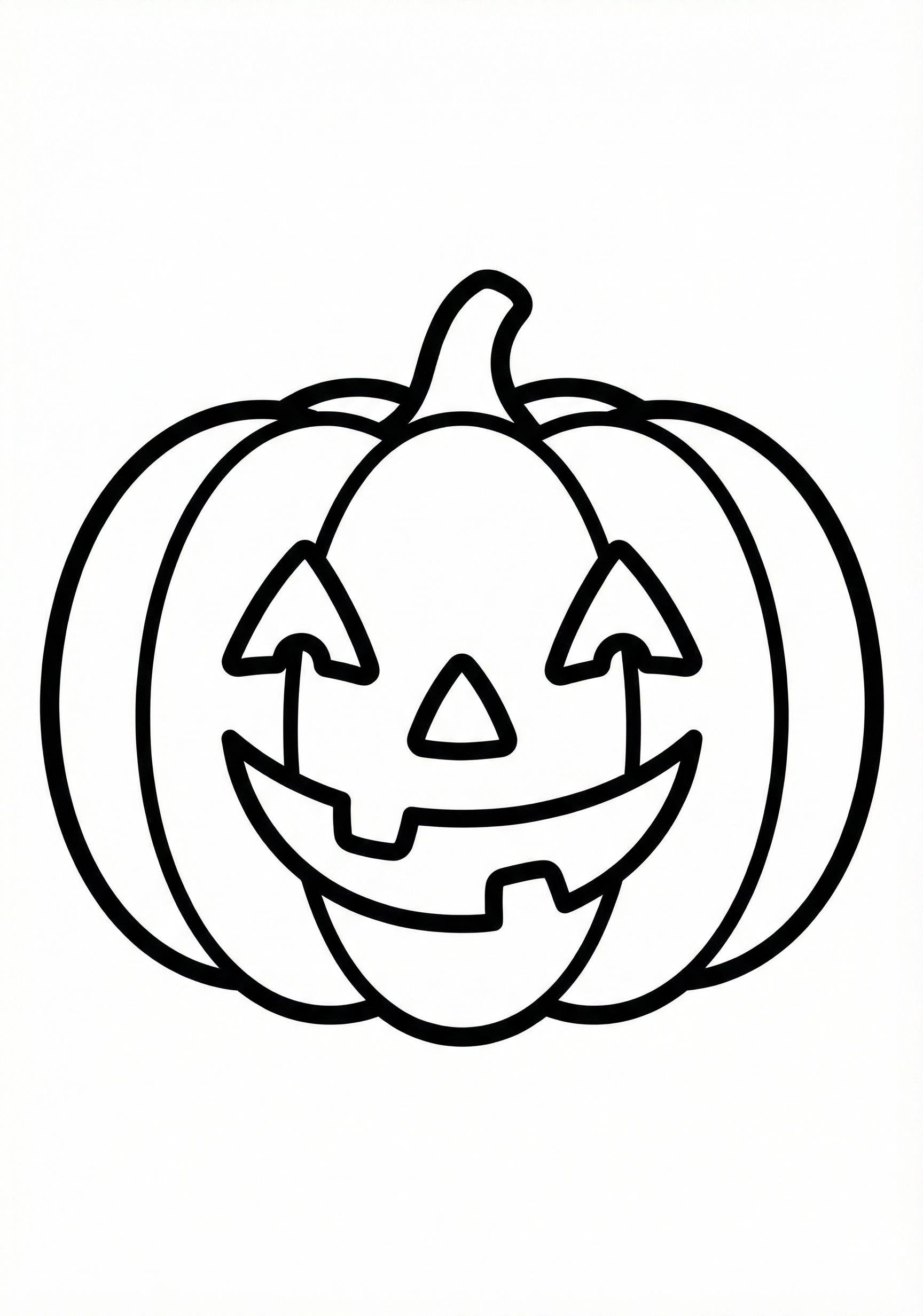 Friendly jack-o'-lantern pumpkin Halloween coloring page for kids age 3-5