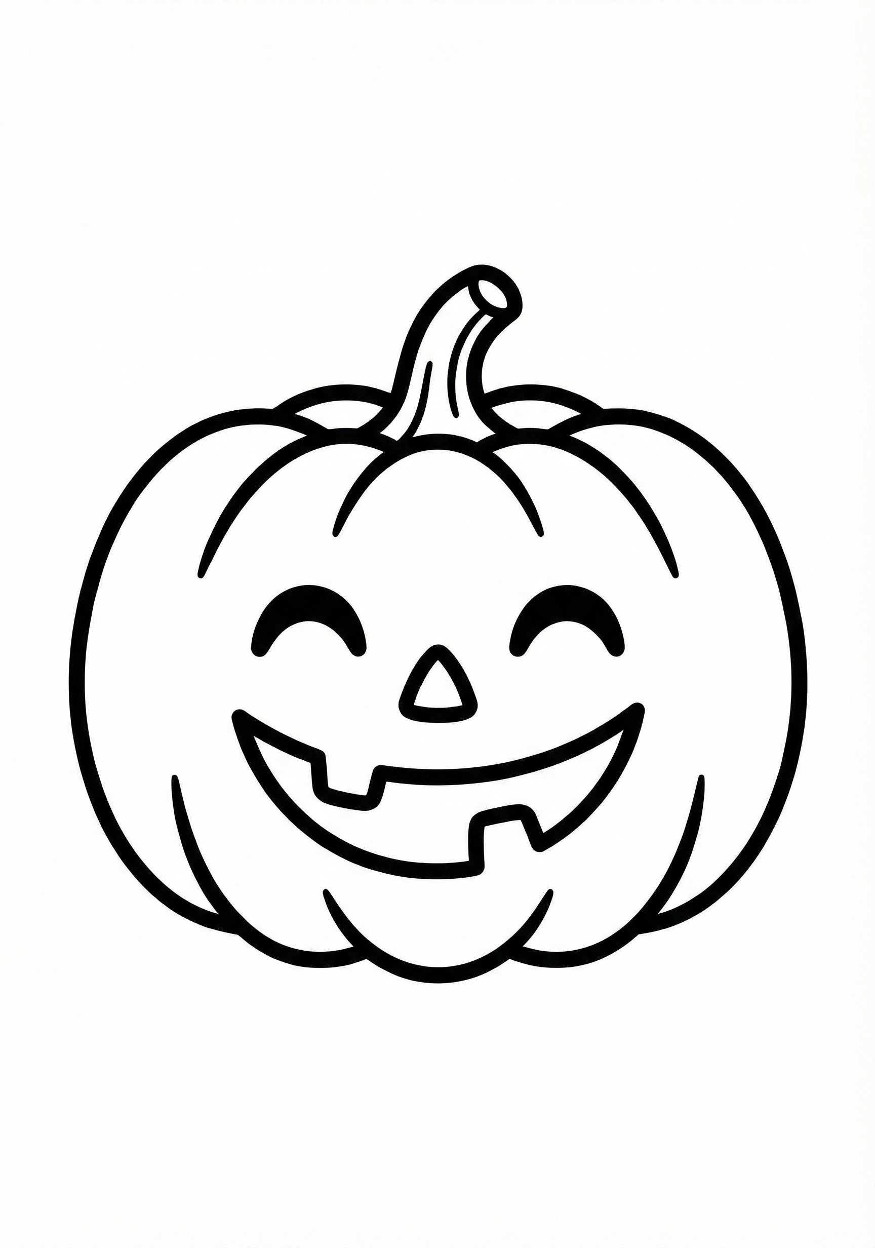 Simple smiling pumpkin Halloween coloring page for kids age 3-5