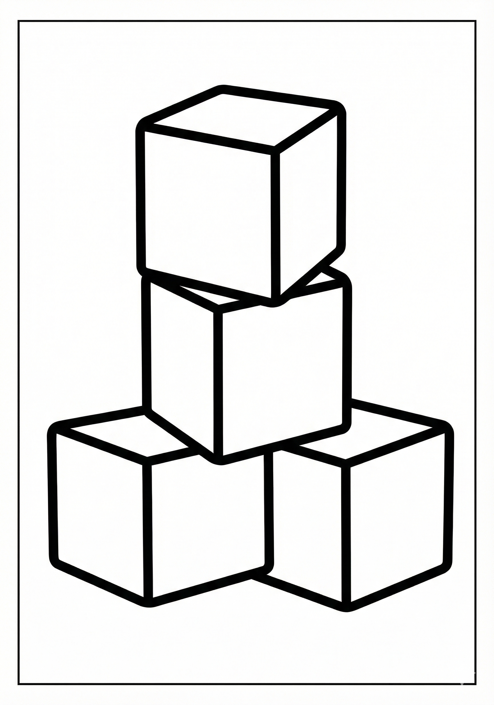 Simple block stack Minecraft coloring page for toddlers age 3-5
