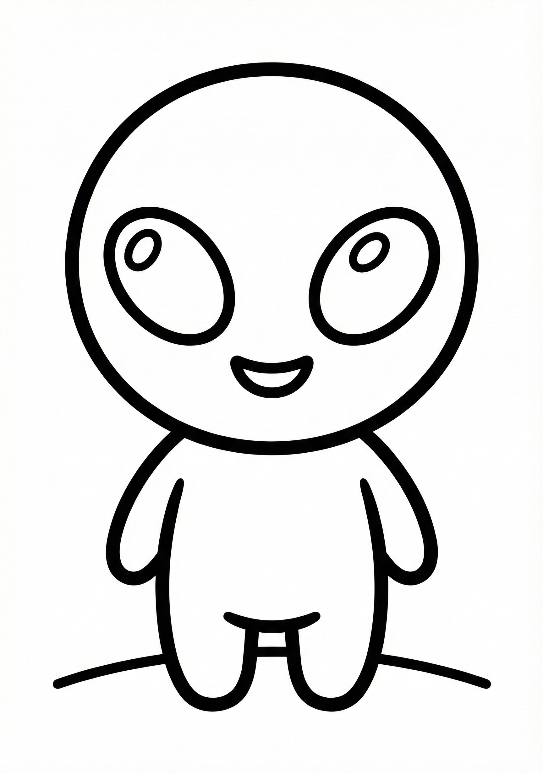 Alien standing on simple ground line coloring page for kids age 3-5